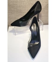 New Angel 853 Kadın Topuklu Şeffaf Detaylı Stiletto Ayakkabı (Siyah - Saten)
