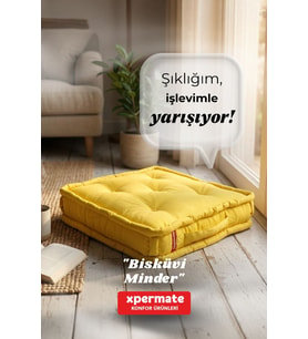 XPERMATE Bisküvi Minder Petek Önü Palet Üstü Minderi Fransız Minder Bank ve Bahçe Minderi 55x55x14 cm (Sarı)