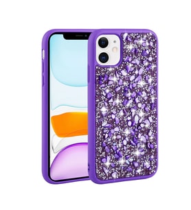Apple iPhone 11 Kılıf Parlak Taşlı Tasarım Zore Linea Kılıf (Mor)