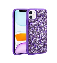 Apple iPhone 11 Kılıf Parlak Taşlı Tasarım Zore Linea Kılıf (Mor)