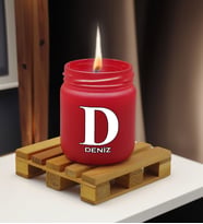 BK Gift Kişiye Özel DTF İsimli Renkli Cam Kavanozda Kokulu Mum-2(13 Renk Seçeneği), Arkadaşa Hediye, Sevgiliye Hediye, Doğum Günü Hediyesi (Kırmızı)