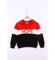 Toontoy Kız Çocuk Hope Baskılı Garnili Sweatshirt  (Kırmızı)