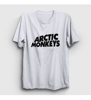 Presmono Unisex Sarı Logo Arctic Monkeys T-Shirt 14267tt (Beyaz)