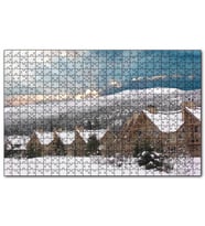Cakapuzzle Karlı Tepeler ve Bulutların Ardındaki Güneş Puzzle Yapboz MDF (Ahşap) (255 Parça)