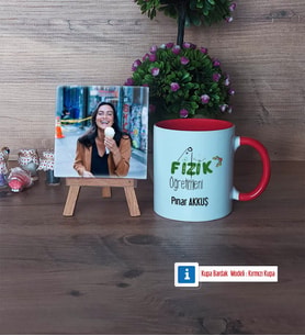 Fizik Öğretmeni Fotoğraflı Dekoratif Taş, Kupa Bardak Beyaz Hediye Öğretmenler Günü Hediyesi (Model 2)