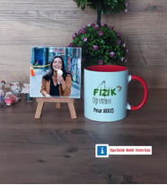 Fizik Öğretmeni Fotoğraflı Dekoratif Taş, Kupa Bardak Beyaz Hediye Öğretmenler Günü Hediyesi (Model 2)