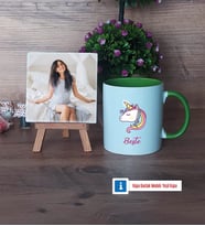 Unicorn Fotoğraflı Dekoratif Taş, Kupa Bardak Beyaz Hediye (Model 14)