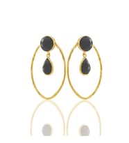 Kadir Jewellery 22 Ayar Altın Kaplama Vintage Küpe -El İşçiliği Ve Hipoalerjenik Küpe (Siyah)