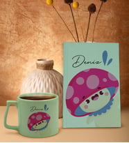 BK Gift Kişiye Özel İsimli Yeşil Sert Kapaklı Defter ve Middle Kupa Seti, Arkadaşa Hediye, Yeni İş Hediyesi, Doğum Günü Hediyesi-1 (Model 6)
