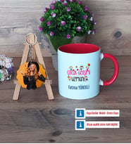 Çocuk Gelişimi Uzmanı Kupa Bardak Beyaz ve Fotoğraflı Ahşap Anahtarlık Hediye (Model 2)