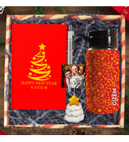 eJOYA Yeni Yıla Özel Defter Ve Kalem & Matara & Yeni Yıl Ağacı Notluk & Hediye Kutusu114441 (Kırmızı)