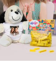 Kişiye Özel Peluş Köpek Ve Renkli Micro Blocks Lego (Sarı)