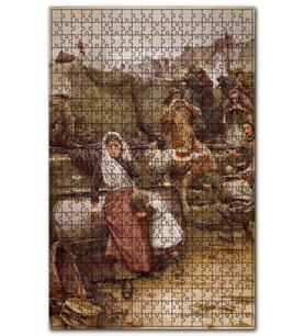 Cakapuzzle Balıkçı Köyünde Felaket Yağlıboya Puzzle Yapboz MDF (Ahşap) (500 Parça)