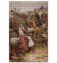 Cakapuzzle Balıkçı Köyünde Felaket Yağlıboya Puzzle Yapboz MDF (Ahşap) (500 Parça)