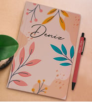 BK Gift Kişiye Özel İsimli Pudra Pembesi Sert Kapaklı Defter ve Tükenmez Kalem Seti, Arkadaşa Hediye, Yeni İş Hediyesi, Doğum Günü Hediyesi (Model 10)