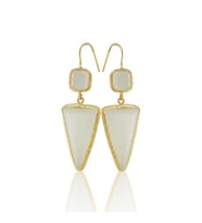 Kadir Jewellery 22 Ayar Altın Kaplama Kadın Sallantılı Küpe -El İşçiliği Ve Hipoalerjenik Küpe (Beyaz)