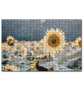 Cakapuzzle Günebakan Çiçeği Flu Arkaplan  Puzzle Yapboz MDF (Ahşap) (255 Parça)