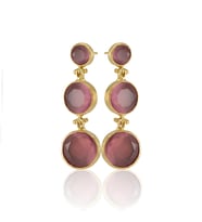 22 Ayar Altın Kaplama Vintage Küpe -El İşçiliği Ve Hipoalerjenik Küpe (Pembe)