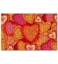 Cakapuzzle Sarı Kırmızı Kalpler Çizim  Puzzle Yapboz MDF (Ahşap) (500 Parça)
