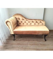 Dekoratif Bihter Koltuk Josefin Puf 130 cm Siyah Ayak (Vizon)