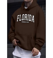 Florida Baskılı Oversize Sweatshirt (Kahverengi)
