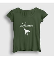 Presmono Kadın Sarı Horse Deftones T-Shirt 380873tt (Haki)