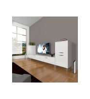 Decoraktiv Eko On2 Slm Std Krom Ayaklı Tv Ünitesi Tv Sehpası (Beyaz)