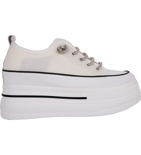 Guja 24y345-10 Kadın Kalın Taban Gizli Ökçeli Sneaker Ayakkabı (Beyaz)