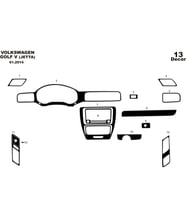 Meriç® Volkswagen Jetta Ön Torpido Kaplama Maun 13 Parça 2013-› (Piano Black)