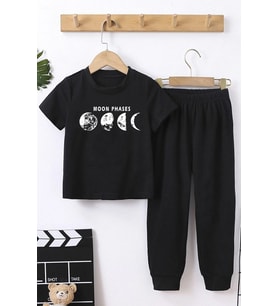 Çocuk Celestial Sun Moon Alt - Üst Eşofman Takımı (Siyah)