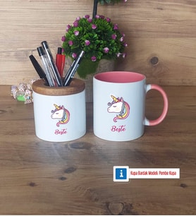 Unicorn Kalemlik, Kupa Bardak T Kişiye Özel Hediye (Model 9)