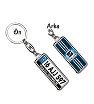 Kişiye Özel Plaka Metal Anahtarlık   Seat Çizgili Logo (Gümüş)