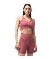 Straight Kadın Bordo Yüksek Bel Toparlayıcı, Sıkılaştırıcı Yoga Şort Tayt 6" (Gül Kurusu)