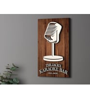 BK Gift Kişiye Özel Kabartma Tasarımlı Ahşap Karaoke Bar Tabelası 61cm, Home Bar Tabela, Rustik Ev Dekorasyonu, Duvar Dekoru (Model 2)