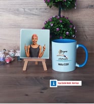 Kadın Yüzme Antrenörü Fotoğraflı Dekoratif Taş, Kupa Bardak Beyaz Hediye (Model 4)