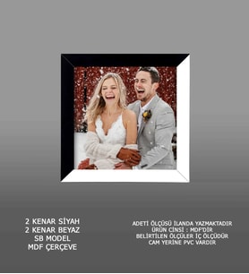 12 Adet 10x10 Çerçeve - Mdf Çerçeve - Mini Kare Fotoğraf Çerçevesi (Siyah - Beyaz)