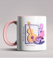 Kişiye Özel Müzik Öğretmeni Tasarımlı Siyah Renk Kupa Bardak  (Pembe)