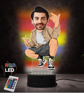 Doğum Günü Hediyesi,Sevgiliye Hediye, Kişiye Özel Fotoğraflı Rapçi Karikatür 3D Led Lamba (RGB)