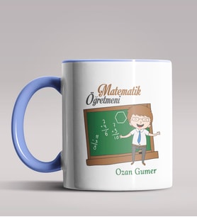 Kişiye Özel Matematik Öğretmeni Tasarımlı Siyah Renk Kupa 9 (Mavi)