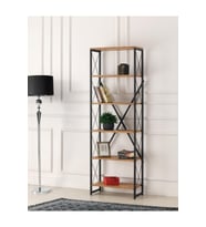Ferforje Ahşap 5 Raflı Kitaplık 60x30x180 (Ceviz)