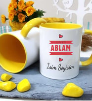Abla Temalı Kişiye Özel İsim ve Fotoğraf Baskılı Kupa Bardak No:002 (Sarı)
