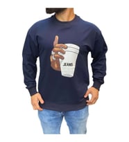 Braazi Erkek Basic Baskılı Sweatshirt St01533 - Beyaz (Lacivert)