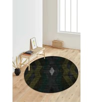 Dijital Baskılı Kaymaz Taban Yıkanabilir Yuvarlak Salon Halısı Koridor Halısı Paspas NDY-SD-282 (Yeşil)