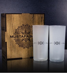 eJOYA Kişiye Özel Kutusunda 2'li Rakı Bardağı Hediye Seti  107138 (Turuncu)