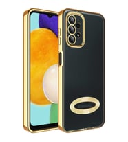 Galaxy A13 4G Kılıf Kamera Korumalı Logo Gösteren Omega Kapak (Gold)