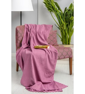 Tek Kişilik Koltuk Örtüsü Berjer Örtüsü Koltuk Şalı 2 Adet 110x175 cm (Gül Kurusu)