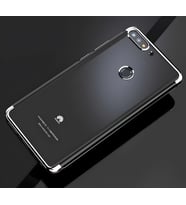 Huawei Y7 2018 Kılıf Dört Köşeli Lazer Silikon Kılıf (Gri)