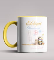 Kişiye Özel Edebiyat Öğretmeni Tasarımlı Siyah Renk Kupa Bardak 2 (Sarı)