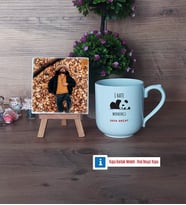 Sevimli Panda Fotoğraflı Dekoratif Taş, Kupa Bardak Beyaz Hediye (Model 5)