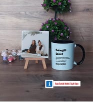 Arkadaşa Hediye Fotoğraflı Dekoratif Taş, Kupa Bardak Beyaz Hediye (Model 11)